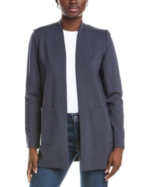 Eileen Fisher Petite High Collar Long Jacket - Blue