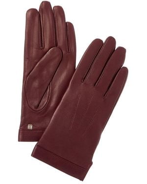 Bruno Magli Cashmere-Lined Leather Gloves - Red