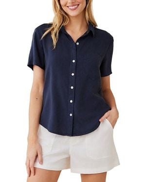 Bella Dahl Short Sleeve Pocket Button Down - Blue