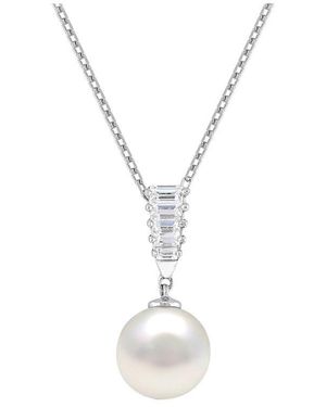 Lab Grown Gemstones Lab-Grown Pearl & 9Mm Pearl Pendant Necklace Pendant - White