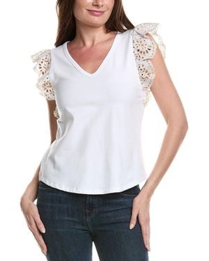 tyler boe Erin Eyelet Top - White