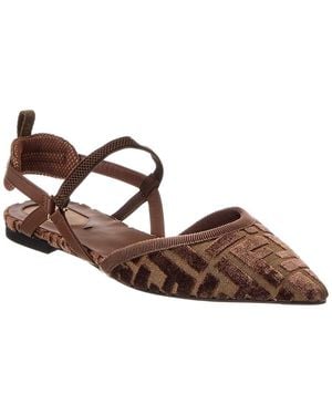 Fendi Colibri Lite Ff Jacquard Velvet Flat - Brown