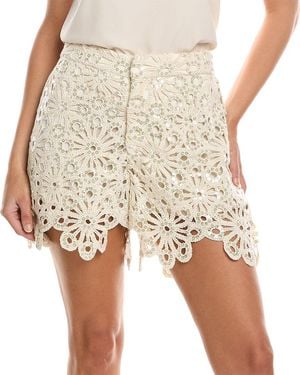 Maje Crochet Sequin Short - Natural