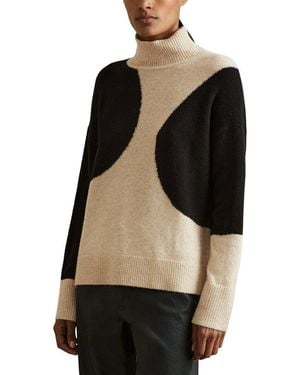 Reiss Georgia Funnel Neck Wool-Blend Jumper - Black