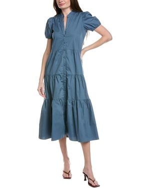 Sail To Sable Button Front Midi Dress - Blue