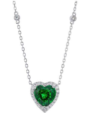 Savvy Cie Cz Heart Pendant Necklace - Green