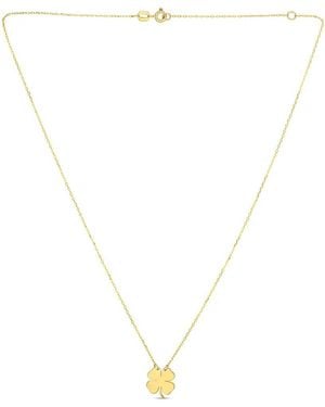 Italian Gold 14K Clover Necklace - White