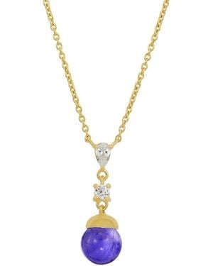 Savvy Cie Cz Drop Necklace - Metallic