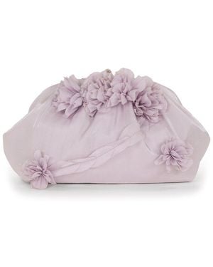 Badgley Mischka Satin Jacquard Clutch - Purple
