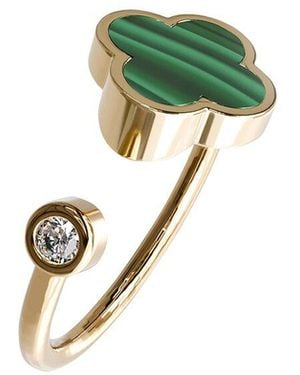 Gabi Rielle 14k Over Silver Malachite Cz Clover Ring - Green