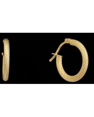 Italian Gold 18K Textured Hoops - Black