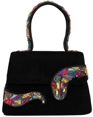 Simitri Velvet Trapezium Bag - Black
