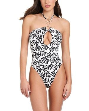 Red Carter Eyecatcher Keyhole One-Piece - Blue