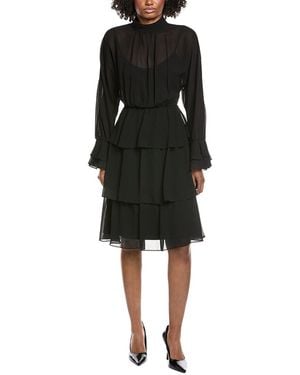Mikael Aghal Solid Midi Dress - Black