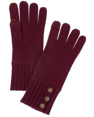 Bruno Magli Button Cuff Cashmere Gloves - Red