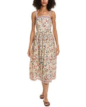 Max Studio Straight Neck Midi Dress - Natural