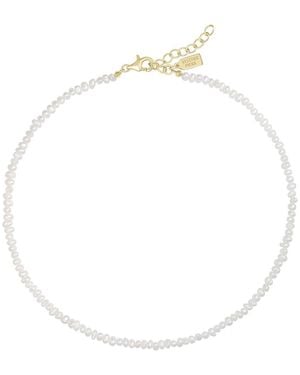 Electric Picks 14K Plated 2Mm Pearl Tidal Necklace - White
