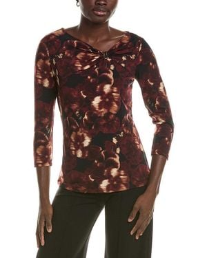 Anne Klein Asymmetrical Gathered Twist Knot Top - Brown