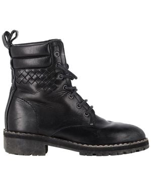 Bottega Veneta Intrecciato Leather Eldfell Combat Boot (Authentic Pre- Loved) - Black