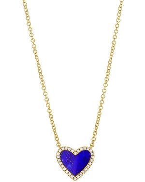 Sabrina Designs 14k 0.67 Ct. Tw. Diamond & Lapis Heart Necklace - Blue