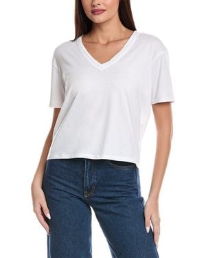 Splendid Kacey Crochet V-Neck T-Shirt - White