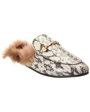 Gucci Princetown Snakeskin Slipper - White