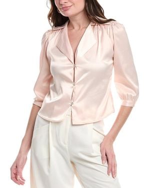 Avantlook Shirred Satin Top - Natural