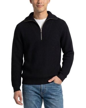 NAADAM Wool & Cashmere-Blend 1/4-Zip Mock Neck Jumper - Black
