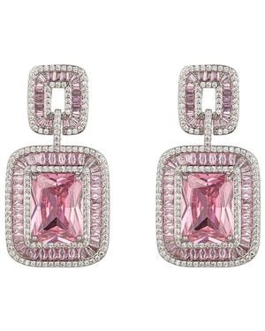 Eye Candy LA Cz Rose Dangle Earrings - Pink