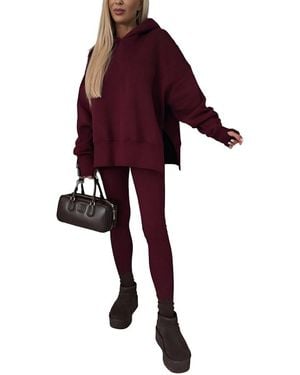 Emma way 2Pc Hoodie & Pant Set - Red