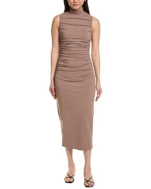 Susana Monaco Gathered Mock Neck Sleeveless Dress - Brown