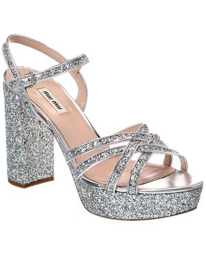 Miu Miu Leather Sandal - Metallic