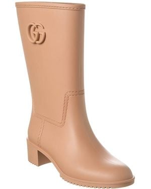 Gucci Double G Rubber Rain Boot - Brown