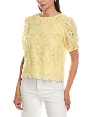 Nanette Lepore Embroidered Eyelet Blouse - Yellow
