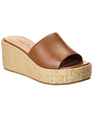 Dior Attitude Leather Wedge Sandal - Brown