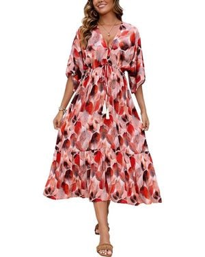 TAZGA Midi Dress - Red
