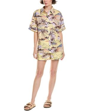 Beulah London 2Pc Shirt & Short Set - Natural