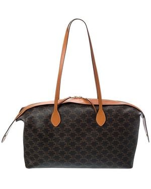 Celine Toile Triomphe Canvas & Leather Duffel Bag - Black