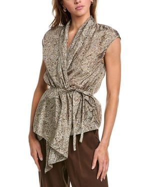 Brunello Cucinelli Silk T-Shirt - Brown