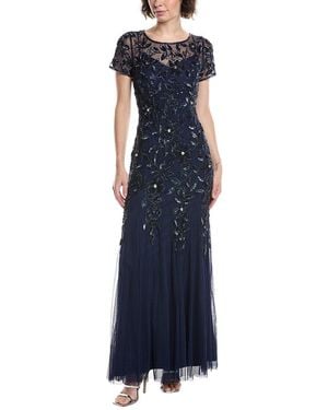 Adrianna Papell Bead & Sequin Maxi Dress - Blue