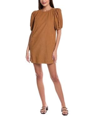 Velvet By Graham & Spencer Puff Sleeve Corduroy Shift Dress - Brown