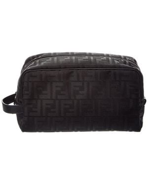 Fendi Ff Medium Nylon & Leather Pouch - Black