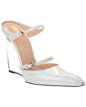 Gucci Logo Patent Pump - White