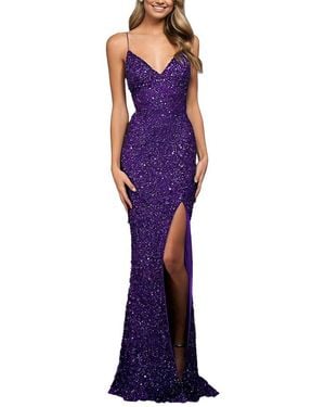 Vincent Sleeveless Embellished Maxi Dress - Purple