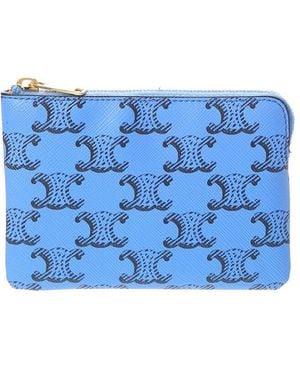 Celine Triomphe Canvas Coin Purse - Blue