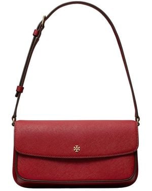 Tory Burch Leather Flap Shoulder Bag - Red