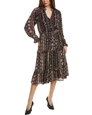 Tahari Tiered Midi Dress - Black