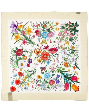 Gucci Floral Silk Scarf - Yellow