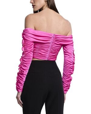 BCBGMAXAZRIA Lettuce Ruffle Off Shoulder Top - Pink