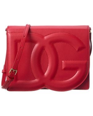 Dolce & Gabbana Logo Leather Shoulder Bag - Red